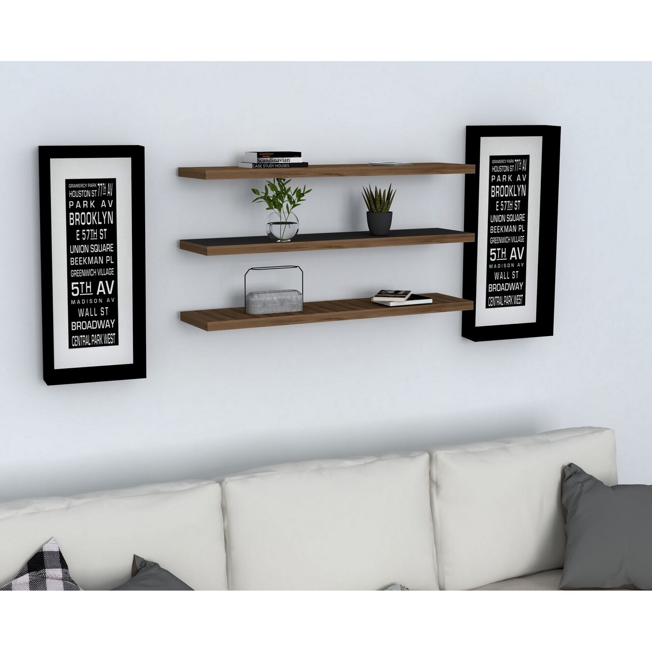 Set 3 rafturi pentru perete Boss, Puqa Design, aluna - imagine 5